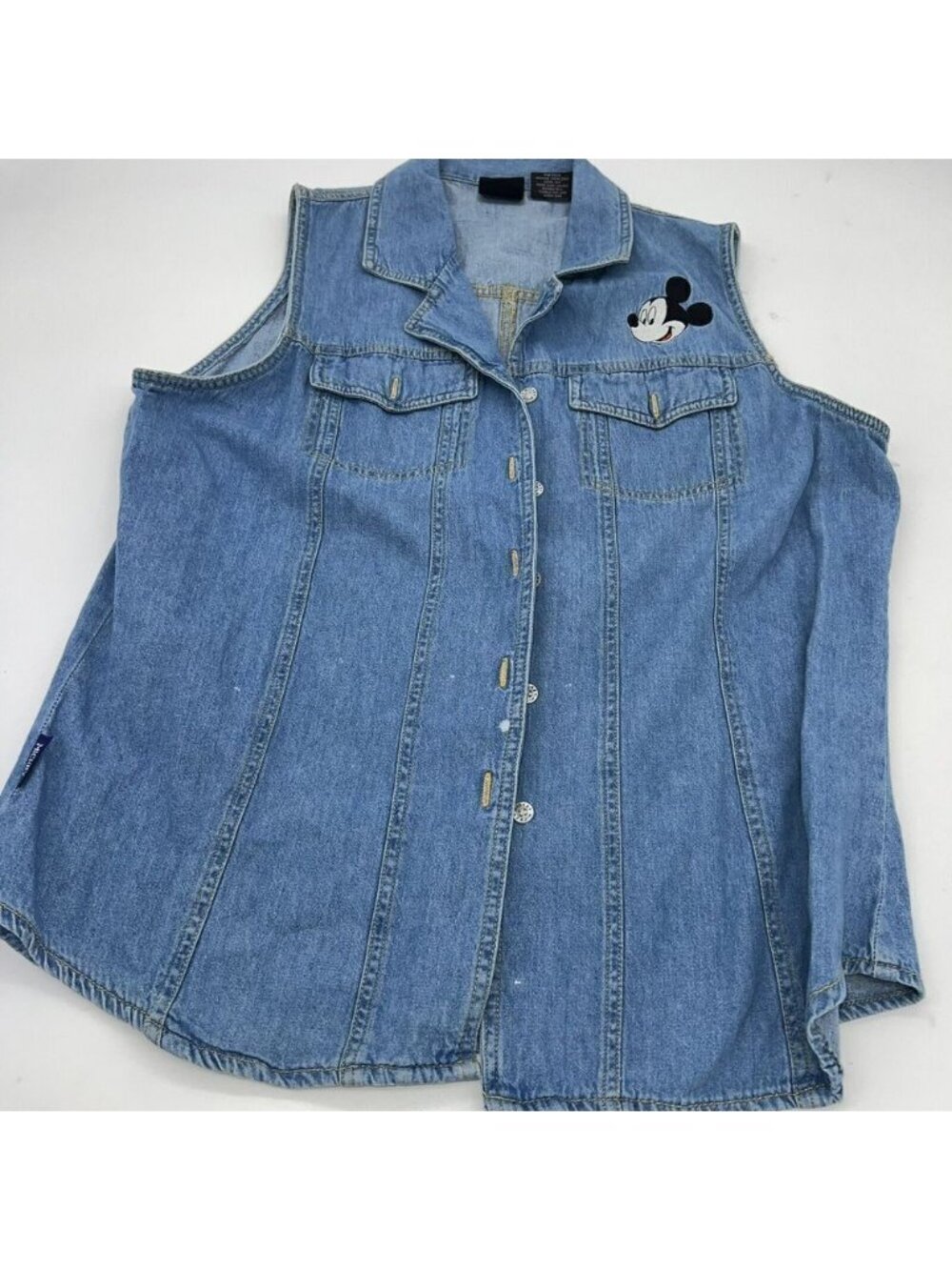 Vintage Disney Mickey Unlimited Women's Jerry Leigh Denim Button Up Vest Size L